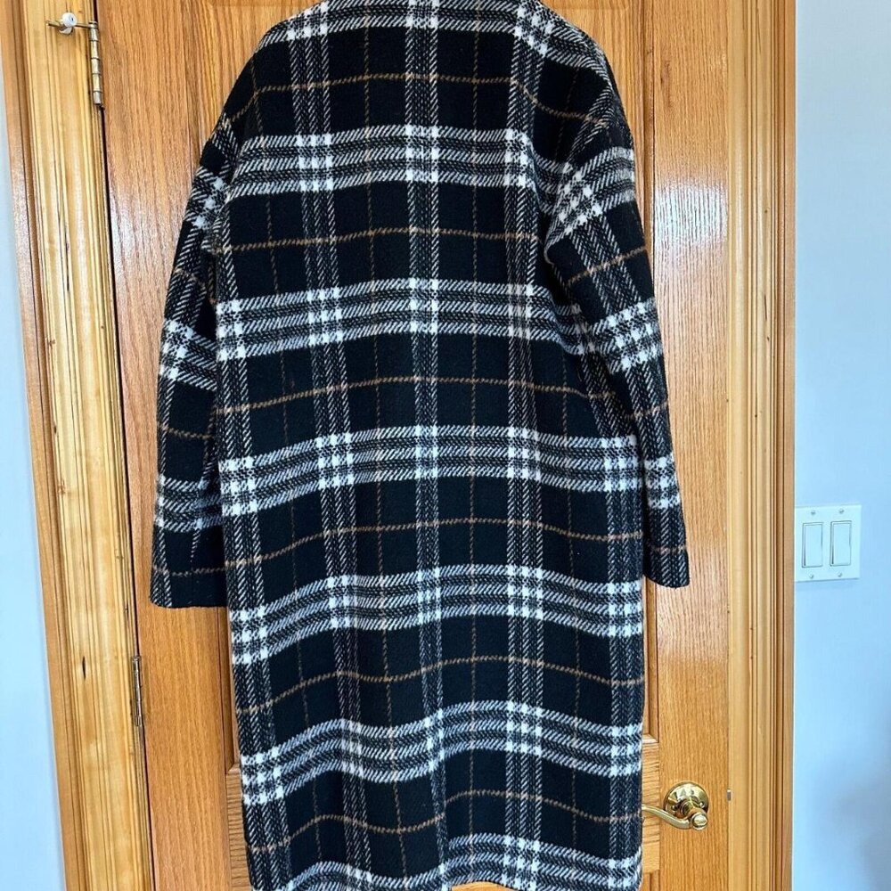 Gianni Feraud Oversized Black Plaid Checked Overcoat - Picture 5 of 7